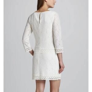 Laundry By Shelli Segal Jewel-Neck Lace 3/4 Sleeve Mini Dress White Size 4P $265